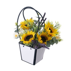 CallaFloral - Juego de Ramos de Girasoles Artificiales con Asa y Cesta de Metal Blanca para Decoración de Bodas y Hogar - Product Image 5