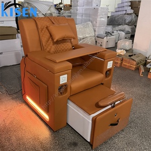 Fauteuil de pédicure et manucure de luxe Kisen pour salon de beauté, chaise de spa blanche avec bain de pieds, vente en gros, chaises de pédicure pas chères avec bol - Product Image 5