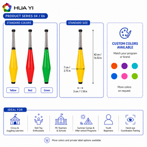 Professionele multicolor jongleerclubs <span class=keywords><strong>set</strong></span>, anti-val, duurzaam plastic, educatieve jongleerpinnen voor beginners & kinderen, show attributen - Product Image 4