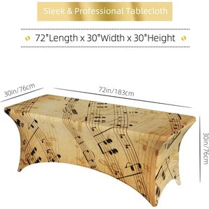 Cubierta de mesa de LICRA elástica ajustada Rectangular de lujo personalizada diseño de partitura de música de Piano Retro para fiestas de banquetes de boda - Product Image 3