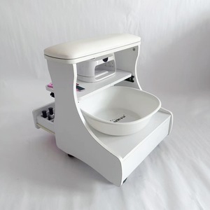 Mesa de Manicura Blanca con Reposabrazos, Cajón y Estante para Zapatos, Mueble de Salón - Product Image 4