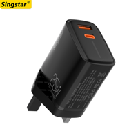 Cargador Tipo C de 25W con Enchufe EU, US, UK, Carga Rápida QC3.0 PD, Cargador de Teléfono Móvil con LED, Adaptador de Corriente USB C, Precio de Fábrica