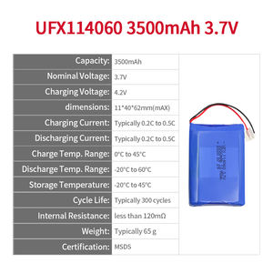 고용량 3.7V 3500mAh 충전식 리포 배터리 114060 맞춤형 리튬이온 폴리머 배터리 OEM ODM 휴대용 전자기기용 - Product Image 2