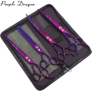 Tijeras profesionales de 8 \ "para el cuidado de mascotas Purple Dragon, hoja de acero inoxidable, tijeras de adelgazamiento rectas y curvas Z3005 - Product Image 1