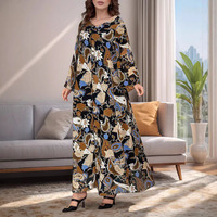 Abaya Maxi Décontractée pour Femmes Musulmanes, Imprimé Numérique, Respirante, Légère, en Polyester, Coupe Ample, Grande Taille, en Mousseline, Style Arabe, Été