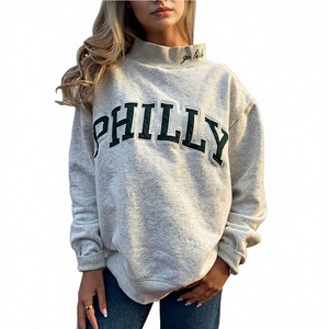 Sweat-shirt Femme Vintage en Tissu Éponge avec Broderie Amusante Lettres PHILLY, Col Montant, Manches Longues, Pull Hiver Automne - Product Image 2