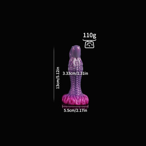 Gode adulte en silicone souple au design de pénis extraterrestre avec bouchon anal à ventouse - Product Image 3