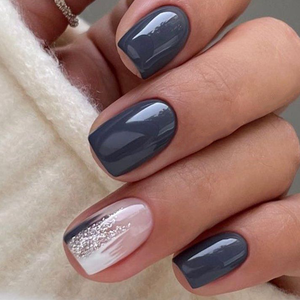 24 <span class=keywords><strong>faux</strong></span> ongles carrés de style français en ABS, <span class=keywords><strong>poudre</strong></span> de saphir en vrac pour application sur les doigts - Product Image 1