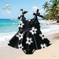 Maillot de bain une pièce pour filles Babylovey, imprimé sirène en soie de lait, sans manches, avec nœud papillon et short
