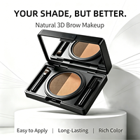 Poudre à sourcils 3D naturelle compacte avec miroir intégré, deux tons bruns estompables, avec pinceaux assortis, logo personnalisé
