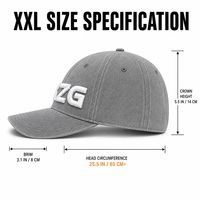 Gorra de Béisbol Unisex XXL, Ajustable, de Algodón Lavado, Lisa, con Hebilla Dorada de Cobre y Color en Contraste, para Cabezas Grandes
