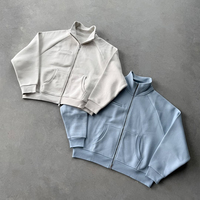 Sweat à capuche zippé OEM de luxe, coupe ample, en molleton épais 500 g/m², avec motif Air Layer sans capuche pour homme