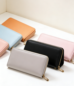 <span class=keywords><strong>Portefeuille</strong></span> long en cuir PU pour <span class=keywords><strong>femme</strong></span> - <span class=keywords><strong>Portefeuille</strong></span> multifonctionnel personnalisable (fermeture éclair dorée, approvisionnement en gros en usine) - Product Image 1