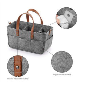 Almacenamiento de fieltro para bebé, cesta organizadora de guardería, bolsa de pañales infantil con asa, <span class=keywords><strong>Caddy</strong></span>, cambiador de pañales, portador de almacenamiento para niños, Bolsillo grande - Product Image 2