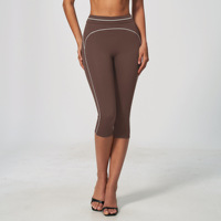 Nouveau style Leggings de yoga color block pour femme, taille haute, amincissants, effet ventre plat, longueur mollet, pour l'entraînement