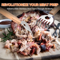 Griffes à viande en acier inoxydable avec longues poignées en bois, outil de attendrisseur de viande pour barbecue, idéal pour le porc, la dinde et le poulet déchiquetés