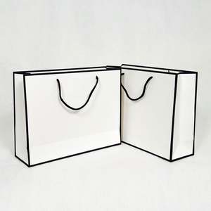 KM Recycled Ladies Carrier White Brown Black Green Art Kraft Coated Paper <b>Bag</b> Shopping <b>Bag</b> for <b>Clothes</b> Apparel Gift - Product Image 1