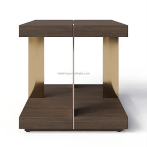 Meubles de salon FERLY Meubles de luxe modernes Canapé assorti Pieds en métal Table d'appoint carrée de table en bois massif - Product Image 1