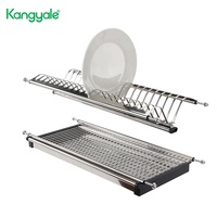 Kangyale Armoire de cuisine Égouttoir à vaisselle mural à 2 niveaux Égouttoir à vaisselle intégré Plateau en acier inoxydable Égouttoir à vaisselle