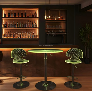 Table de <span class=keywords><strong>bar</strong></span> lumineuse à LED vertes en forme de vague, tabouret de <span class=keywords><strong>bar</strong></span> en acrylique lumineux, pour projets d'aménagement de bars à vin en extérieur sur toits - Product Image 1
