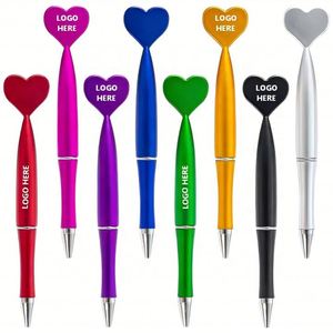 Customizable Logo <b>Ballpoint</b> <b>Pens</b> Hot Selling New Plastic with Big Heart Top for Students Valentine's Day Gifts - Product Image 1