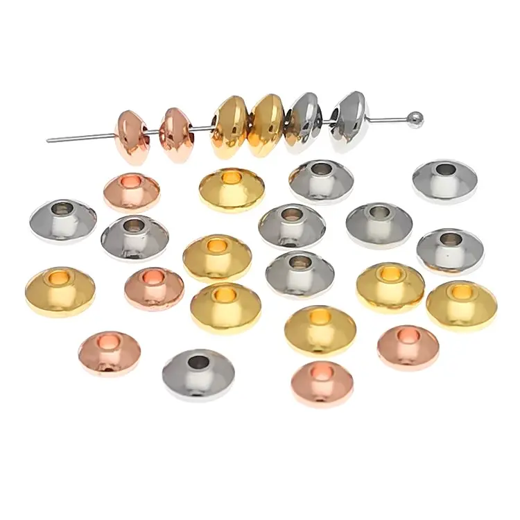 100 Stks/zak Roestvrij Staal Platte Ronde Kralen Metallic Spacer Kralen Bevindingen Buis Spacers Voor Diy Armband Sieraden Maken