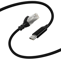 Kabel jaringan Tipe C ke RJ45, rangka Aloi aluminium, pengisian cepat untuk komputer IOS & kamera, Earphone jaket nilon