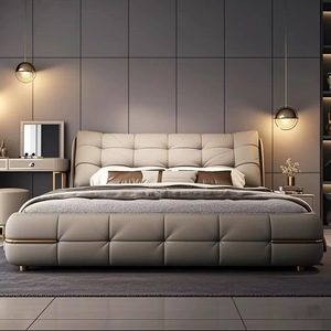 Hiện đại sang trọng bằng gỗ nội thất phòng ngủ mềm up-bao da giường siêu Vua kích thước giường đôi khung với lưu trữ thiết kế hoàn chỉnh - Product Image 6