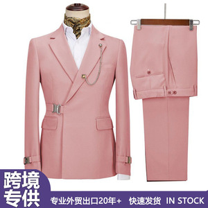 Erkek çift göğüslü ince düğün ziyafet takım iki parçalı pantolon rahat tarzı <span class=keywords><strong>Best</strong></span> Man damat elbise artı boyutu - Product Image 2