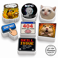 Impression d'étiquettes autocollantes découpées sur mesure avec logo de marque d'entreprise, motifs humoristiques de memes d'Internet, étiquettes de marque écologiques