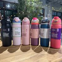 Bestseller Européen et Américain : Gourde de Sport Portable Owala en Acier Inoxydable à Double Paroi, Isotherme, Anti-fuite, avec Paille, pour l'Extérieur