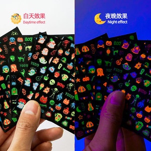 26 nouveaux autocollants pour ongles Xiaohongshu lumineux 3D de citrouille fantôme de lot mixte d'Halloween transfrontalier - Product Image 2