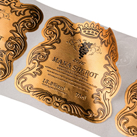 Haute Qualité En Aluminium Feuille D'or Papier 3D Étiquette Artisanat Personnalisé En Relief Conception De Luxe Parfum Étiquettes En Métal Autocollant pour Bouteille De Vin