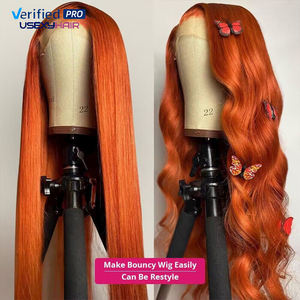 Gingembre <span class=keywords><strong>Orange</strong></span> Lace Front Perruques Cheveux Humains Brésiliens Pré Cueillis Body Wave 13x4 HD Frontal Lace Perruques Glueless 350 # Perruques Colorées - Product Image 3