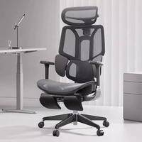 Chaise de bureau ergonomique avec accoudoirs réglables dans 6 directions, soutien lombaire, repose-pieds, appui-tête réglable, dossier haut, fonction d'inclinaison