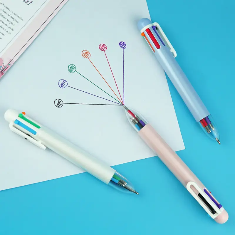 Wholesale Promotional Multicolor Pens 0.7mm 6-in-1 Push Type Ballpoint Pens Custom logo Retractable 6 Color Ballpoint Pen