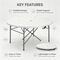 Table de banquet pliable extensible légère en plastique HDPE avec structure en acier, pour usage extérieur, hôpital, mariage, événement, repas