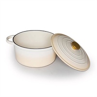 Casserole en fonte émaillée céramique antiadhésive avec couvercle, dégradé blanc ivoire, pour la maison, la cuisine, le restaurant, pour ragoûts, soupes et braisages