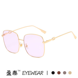 Yingtai Eyewear Square Metal Sunglasses UV400 Protection Unisex Fashion Sun <b>Glasses</b> - Product Image 4