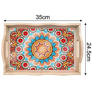 LS new big Size Diamond painting Dining Plate DIY Handmade Square Wooden Tray mandala Diamond Decal painting - Product Image 3