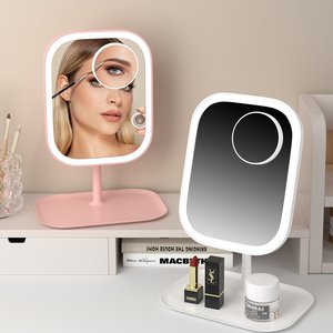 LED <b>Makeup</b> <b>Mirror</b> Desktop Rectangular White <b>Lighted</b> Vanity <b>Mirror</b> For Home Dorm Beauty Application - Product Image 1