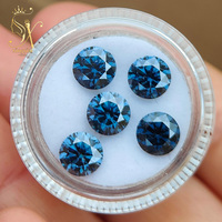 Vente en gros de pierres précieuses Moissanite en vrac de haute qualité taille ronde diamant simulé couleur originale bleu saphir pierre Moissanite VVS