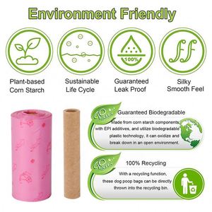 Sacs à déjections canines personnalisés avec logo, 8 rouleaux, parfum fraise, pour l'élimination des déchets d'animaux - Product Image 4