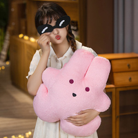 Coussin en peluche ours-lapin avec lunettes de soleil, doux et moelleux, en forme d'animal de dessin animé, personnage amusant, pour la décoration de canapé et de chambre