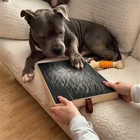 Planche à gratter les ongles en bois pour chien avec tiroir à friandises, lime à ongles pour animaux de compagnie avec papier abrasif remplaçable, tapis à gratter pour le soin des ongles des chiens et des chats