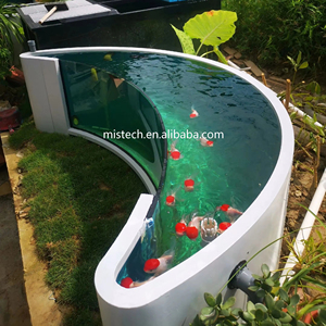 Bassin à carpes koï en acier inoxydable sur mesure multi-formes, avec fenêtre de visualisation transparente entièrement incurvée, pour jardin extérieur - Product Image 1