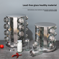 Support de rangement rotatif cylindrique multicouche en acier inoxydable pour bouteilles d'assaisonnements, avec bocaux