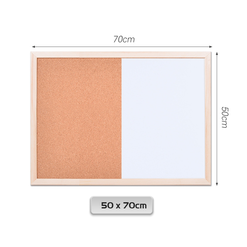 Доска для записей 50x70 см, доска для записей для офиса, класса или дома для декора (рамка из натурального дерева)