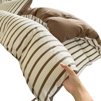 Parure de lit japonaise à rayures en fibre de polyester, housse de couette imprimée, ensemble de couettes tendance et douces, livraison directe