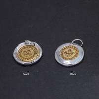 Collier avec pendentif pilon Vajra en argent sterling 925 pur pour hommes et femmes, bijoux amulette en or vermeil de forme ronde